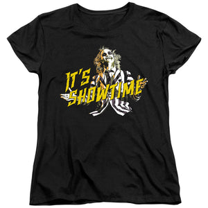 AN OFFCIALLY LICENSED BEETLEJUICE SHOWTIME WOMEN'S REGULAR FIT T-SHIRT BLACK