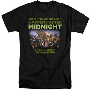 AN OFFCIALLY LICENSED GREMLINS 2 AFTER MIDNIGHT MEN'S TALL FIT T-SHIRT BLACK