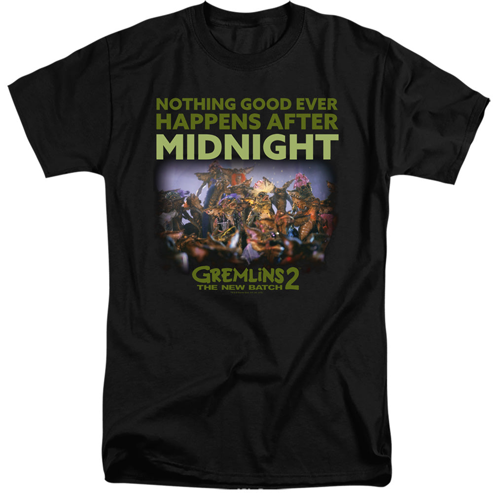 AN OFFCIALLY LICENSED GREMLINS 2 AFTER MIDNIGHT MEN'S TALL FIT T-SHIRT BLACK