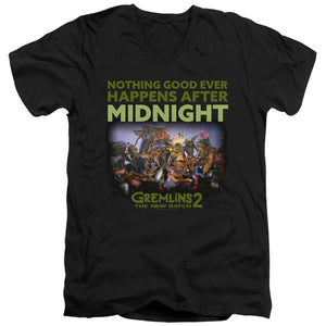 AN OFFCIALLY LICENSED GREMLINS 2 AFTER MIDNIGHT MEN'S V-NECK T-SHIRT BLACK