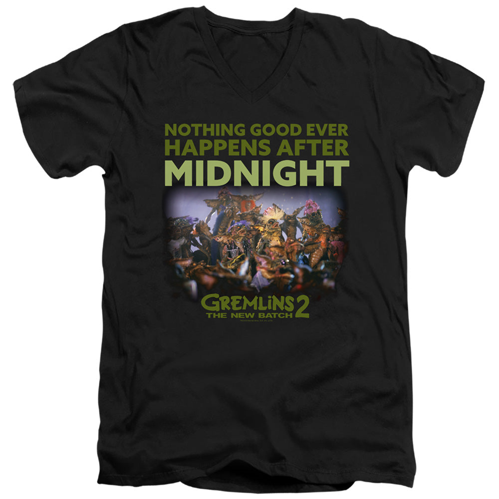 AN OFFCIALLY LICENSED GREMLINS 2 AFTER MIDNIGHT MEN'S V-NECK T-SHIRT BLACK