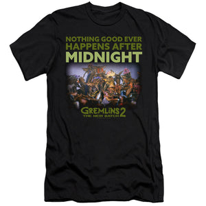 AN OFFCIALLY LICENSED GREMLINS 2 AFTER MIDNIGHT MEN'S PREMIUM SLIM FIT T-SHIRT BLACK
