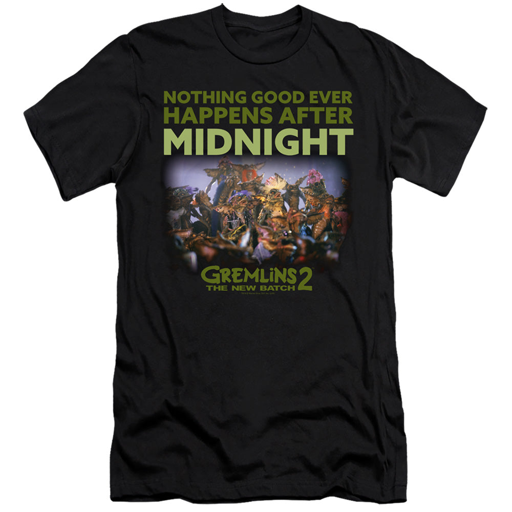 AN OFFCIALLY LICENSED GREMLINS 2 AFTER MIDNIGHT MEN'S PREMIUM SLIM FIT T-SHIRT BLACK