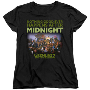 AN OFFCIALLY LICENSED GREMLINS 2 AFTER MIDNIGHT WOMEN'S REGULAR FIT T-SHIRT BLACK