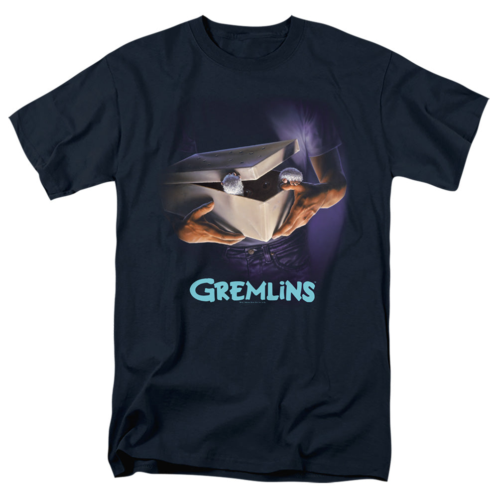 AN OFFCIALLY LICENSED GREMLINS ORIGINAL POSTER MEN'S REGULAR FIT T-SHIRT NAVY