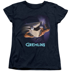 AN OFFCIALLY LICENSED GREMLINS ORIGINAL POSTER WOMEN'S REGULAR FIT T-SHIRT NAVY