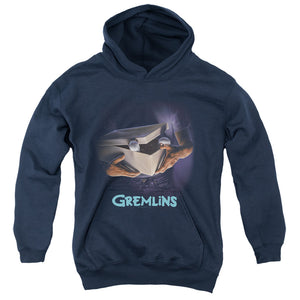 AN OFFCIALLY LICENSED GREMLINS ORIGINAL POSTER YOUTH HOODIE NAVY