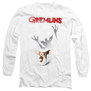 AN OFFCIALLY LICENSED GREMLINS SHADOW MEN'S LONG SLEEVE T-SHIRT WHITE