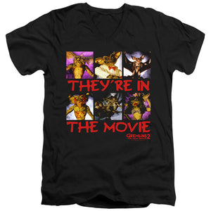 AN OFFCIALLY LICENSED GREMLINS 2 IN THE MOVIE MEN'S V-NECK T-SHIRT BLACK