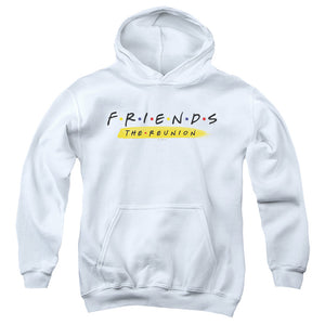 AN OFFCIALLY LICENSED FRIENDS REUNION LOGO YOUTH HOODIE WHITE