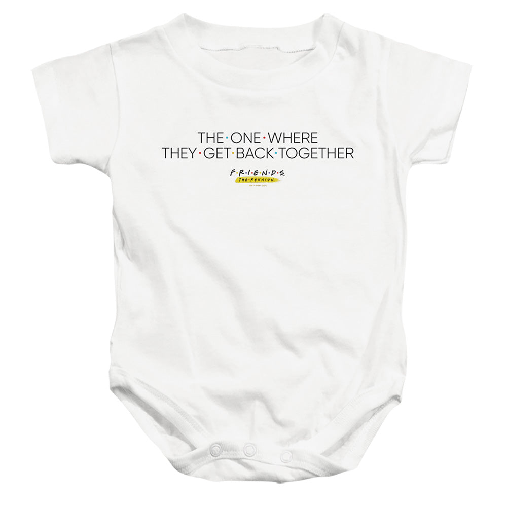 AN OFFCIALLY LICENSED FRIENDS THE ONE WITH REUNION BABY BODYSUIT WHITE