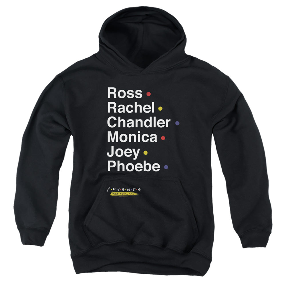 AN OFFCIALLY LICENSED FRIENDS REUNION NAMES YOUTH HOODIE BLACK
