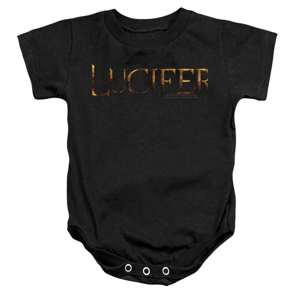 AN OFFCIALLY LICENSED LUCIFER LUCIFER LOGO BABY BODYSUIT BLACK