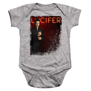 AN OFFCIALLY LICENSED LUCIFER LUCIFER NEON LIGHTS BABY BODYSUIT ATHLETIC HEATHER