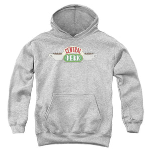 AN OFFCIALLY LICENSED FRIENDS CENTRAL PERK 2 YOUTH HOODIE ATHLETIC HEATHER
