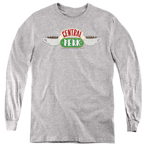 AN OFFCIALLY LICENSED FRIENDS CENTRAL PERK 2 YOUTH LONG SLEEVE T-SHIRT ATHLETIC HEATHER
