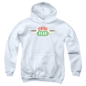 AN OFFCIALLY LICENSED FRIENDS CENTRAL PERK 3 YOUTH HOODIE WHITE