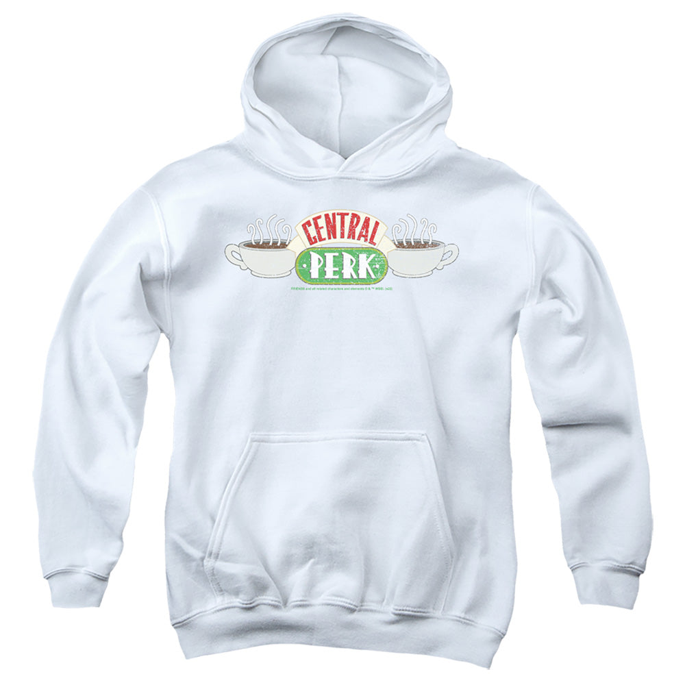 AN OFFCIALLY LICENSED FRIENDS CENTRAL PERK 3 YOUTH HOODIE WHITE