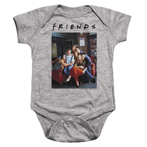 AN OFFCIALLY LICENSED FRIENDS CHARACTERS 1 BABY BODYSUIT ATHLETIC HEATHER