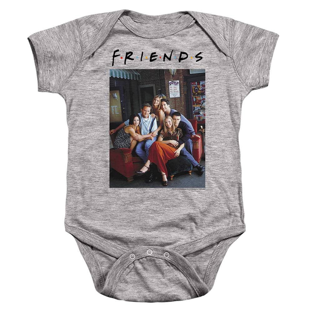 AN OFFCIALLY LICENSED FRIENDS CHARACTERS 1 BABY BODYSUIT ATHLETIC HEATHER
