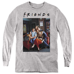 AN OFFCIALLY LICENSED FRIENDS CHARACTERS 1 YOUTH LONG SLEEVE T-SHIRT ATHLETIC HEATHER