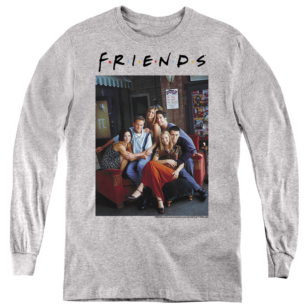 AN OFFCIALLY LICENSED FRIENDS CHARACTERS 1 YOUTH LONG SLEEVE T-SHIRT ATHLETIC HEATHER