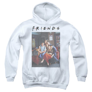 AN OFFCIALLY LICENSED FRIENDS CHARACTERS 2 YOUTH HOODIE WHITE