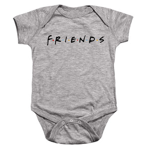 AN OFFCIALLY LICENSED FRIENDS TITLES BABY BODYSUIT ATHLETIC HEATHER