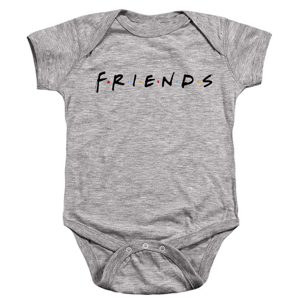 AN OFFCIALLY LICENSED FRIENDS TITLES BABY BODYSUIT ATHLETIC HEATHER