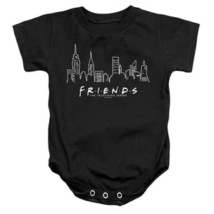 AN OFFCIALLY LICENSED FRIENDS LIGHT BLUELINE BABY BODYSUIT BLACK