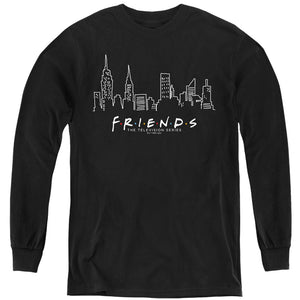 AN OFFCIALLY LICENSED FRIENDS LIGHT BLUELINE YOUTH LONG SLEEVE T-SHIRT BLACK
