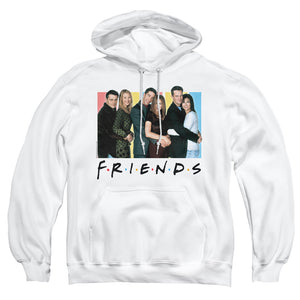 AN OFFCIALLY LICENSED FRIENDS CAST LOGO ADULT UNISEX PULLOVER HOODIE WHITE