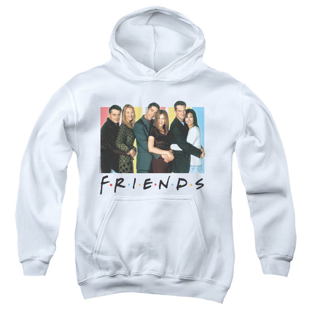 AN OFFCIALLY LICENSED FRIENDS CAST LOGO YOUTH HOODIE WHITE