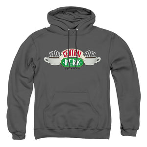 AN OFFCIALLY LICENSED FRIENDS CENTRAL PERK LOGO ADULT UNISEX PULLOVER HOODIE CHARCOAL