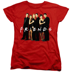 AN OFFCIALLY LICENSED FRIENDS CAST IN BLACK WOMEN'S REGULAR FIT T-SHIRT RED