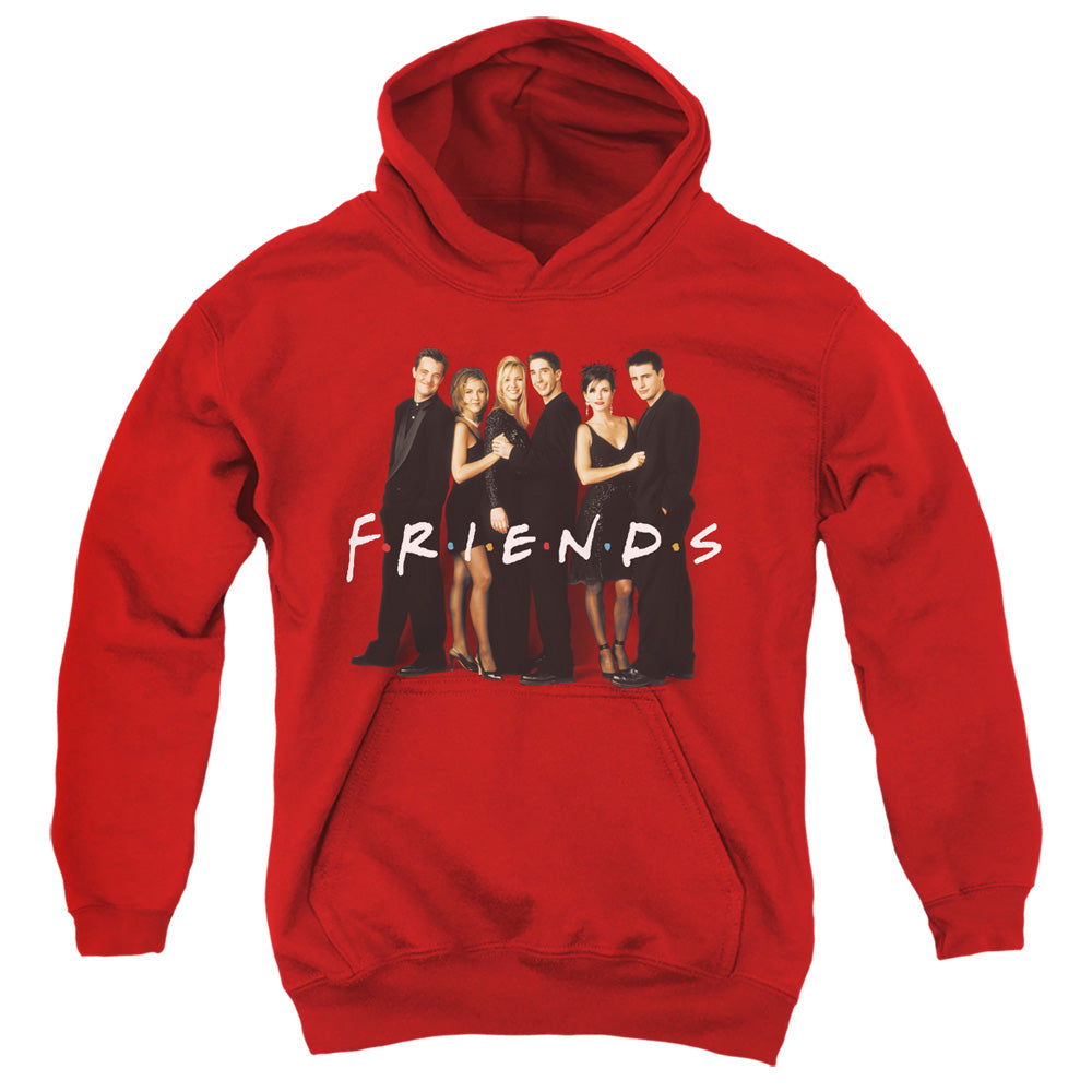 AN OFFCIALLY LICENSED FRIENDS CAST IN BLACK YOUTH HOODIE RED
