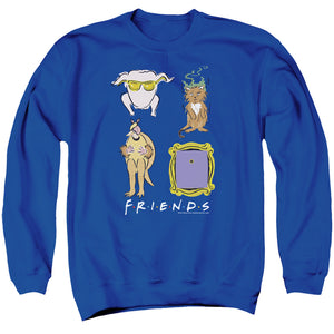 AN OFFCIALLY LICENSED FRIENDS SYBMOLS ADULT UNISEX CREWNECK SWEATSHIRT ROYAL