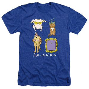 AN OFFCIALLY LICENSED FRIENDS SYBMOLS MEN'S HEATHER T-SHIRT ROYAL