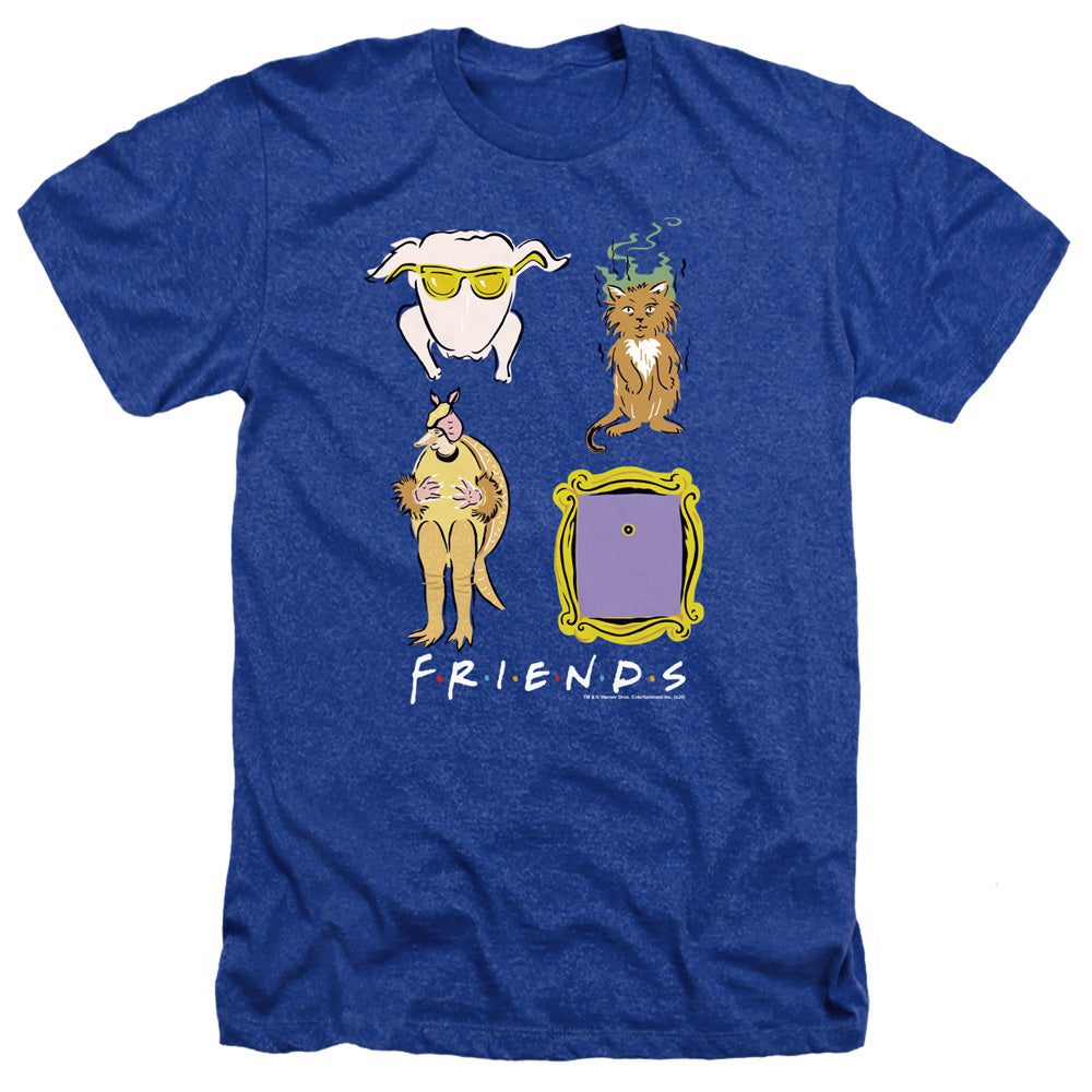 AN OFFCIALLY LICENSED FRIENDS SYBMOLS MEN'S HEATHER T-SHIRT ROYAL