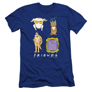 AN OFFCIALLY LICENSED FRIENDS SYBMOLS MEN'S PREMIUM SLIM FIT T-SHIRT ROYAL
