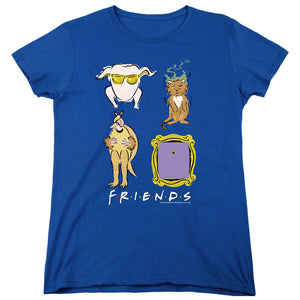 AN OFFCIALLY LICENSED FRIENDS SYBMOLS WOMEN'S REGULAR FIT T-SHIRT ROYAL