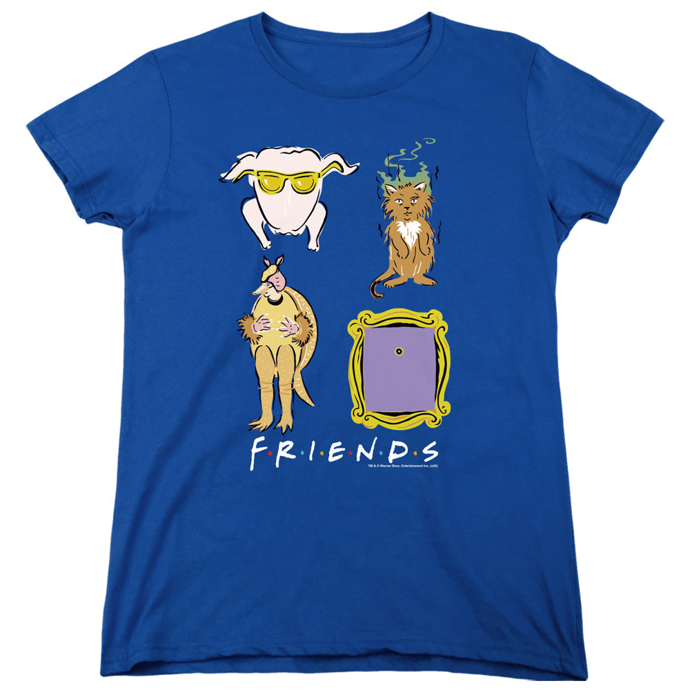 AN OFFCIALLY LICENSED FRIENDS SYBMOLS WOMEN'S REGULAR FIT T-SHIRT ROYAL