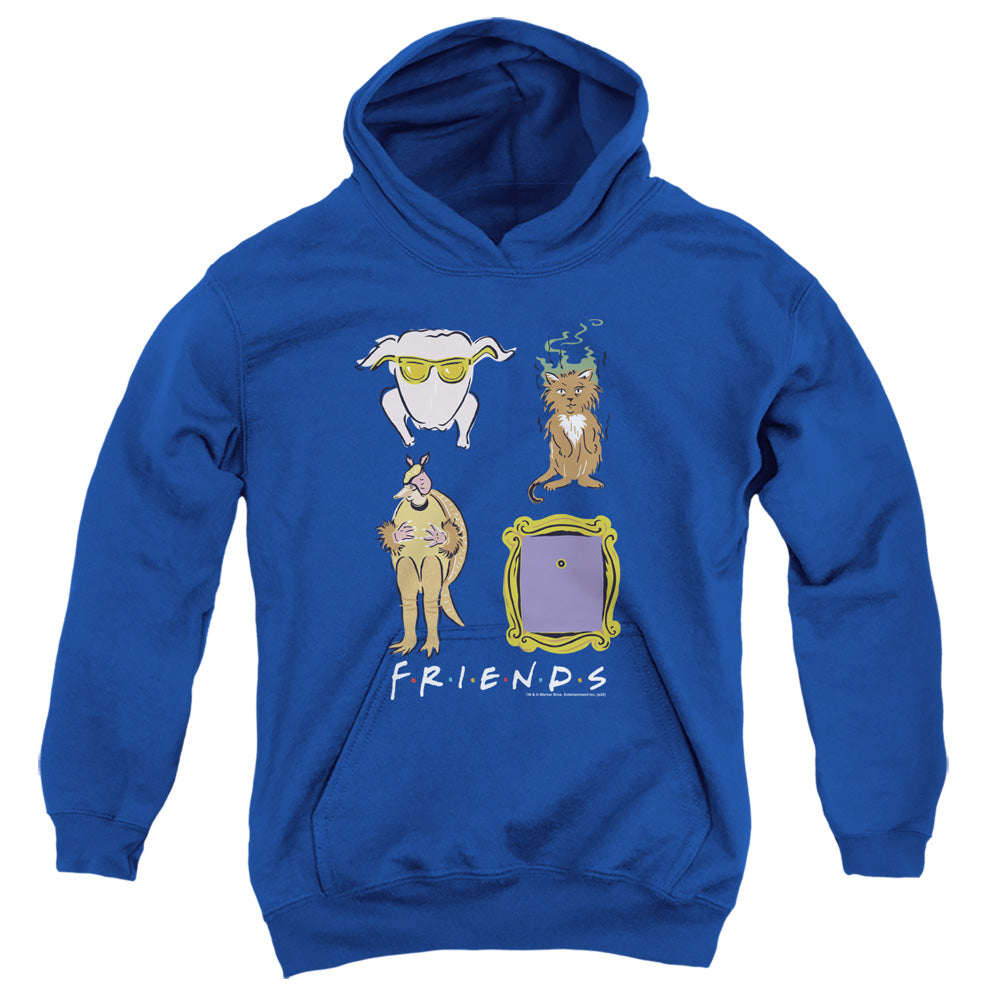 AN OFFCIALLY LICENSED FRIENDS SYBMOLS YOUTH HOODIE ROYAL