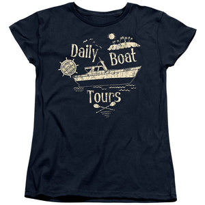 AN OFFCIALLY LICENSED GILLIGANS ISLAND SS MINNOW WOMEN'S REGULAR FIT T-SHIRT NAVY