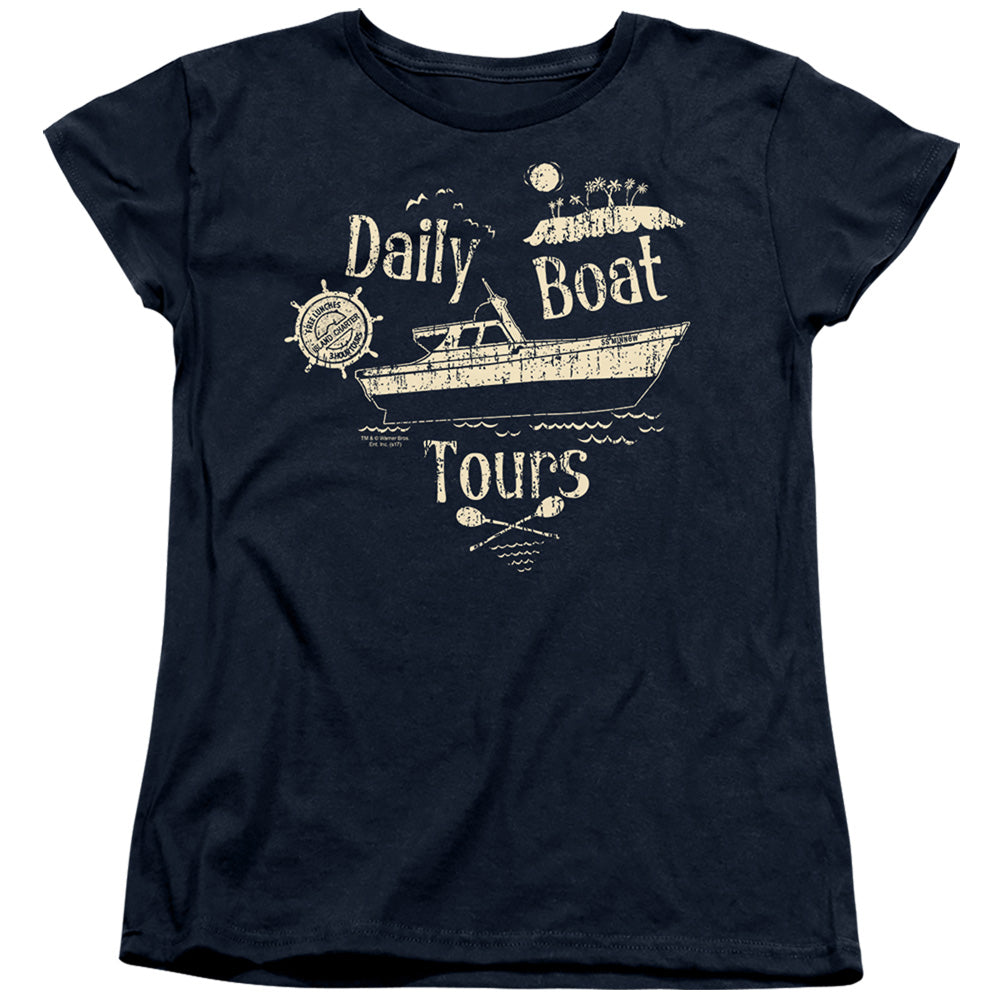 AN OFFCIALLY LICENSED GILLIGANS ISLAND SS MINNOW WOMEN'S REGULAR FIT T-SHIRT NAVY