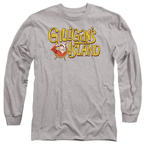 AN OFFCIALLY LICENSED GILLIGANS ISLAND GILLIGANS LOGO MEN'S LONG SLEEVE T-SHIRT ATHLETIC HEATHER