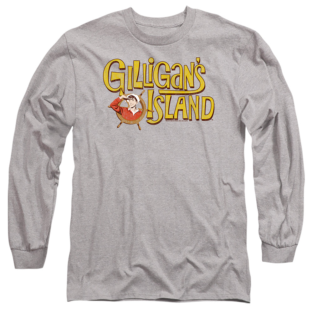 AN OFFCIALLY LICENSED GILLIGANS ISLAND GILLIGANS LOGO MEN'S LONG SLEEVE T-SHIRT ATHLETIC HEATHER