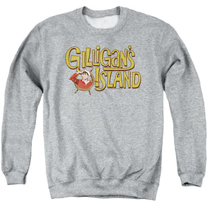 AN OFFCIALLY LICENSED GILLIGANS ISLAND GILLIGANS LOGO ADULT UNISEX CREWNECK SWEATSHIRT ATHLETIC HEATHER