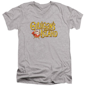 AN OFFCIALLY LICENSED GILLIGANS ISLAND GILLIGANS LOGO MEN'S V-NECK T-SHIRT ATHLETIC HEATHER