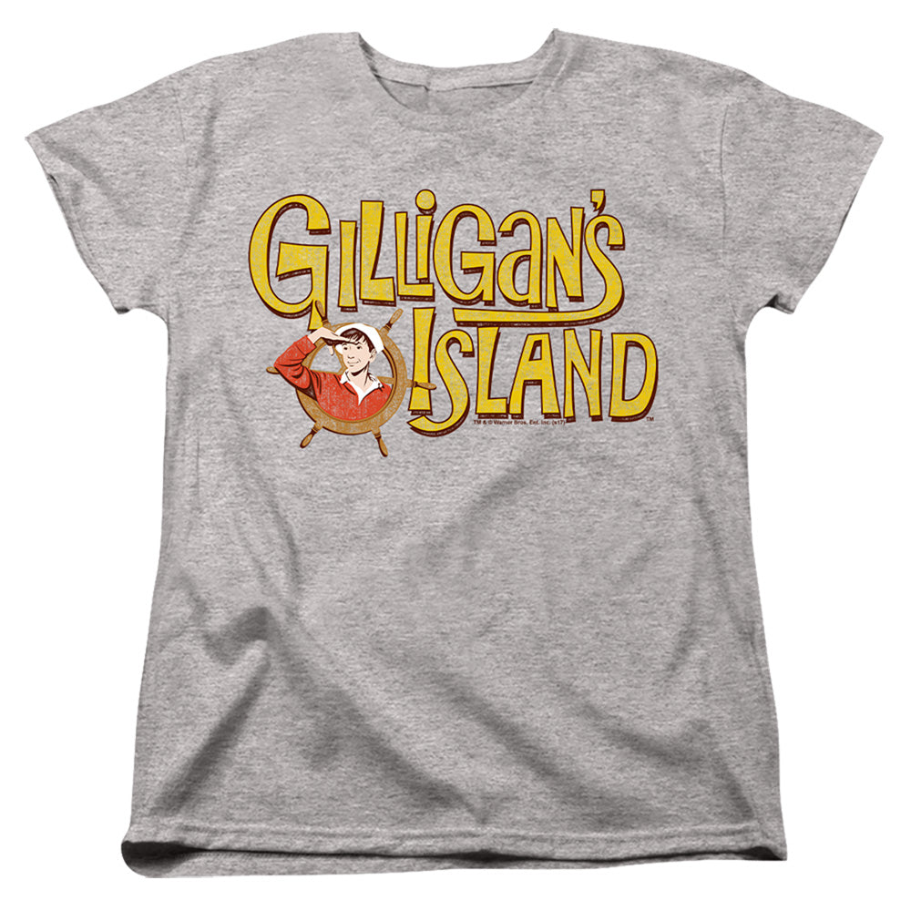 AN OFFCIALLY LICENSED GILLIGANS ISLAND GILLIGANS LOGO WOMEN'S REGULAR FIT T-SHIRT ATHLETIC HEATHER